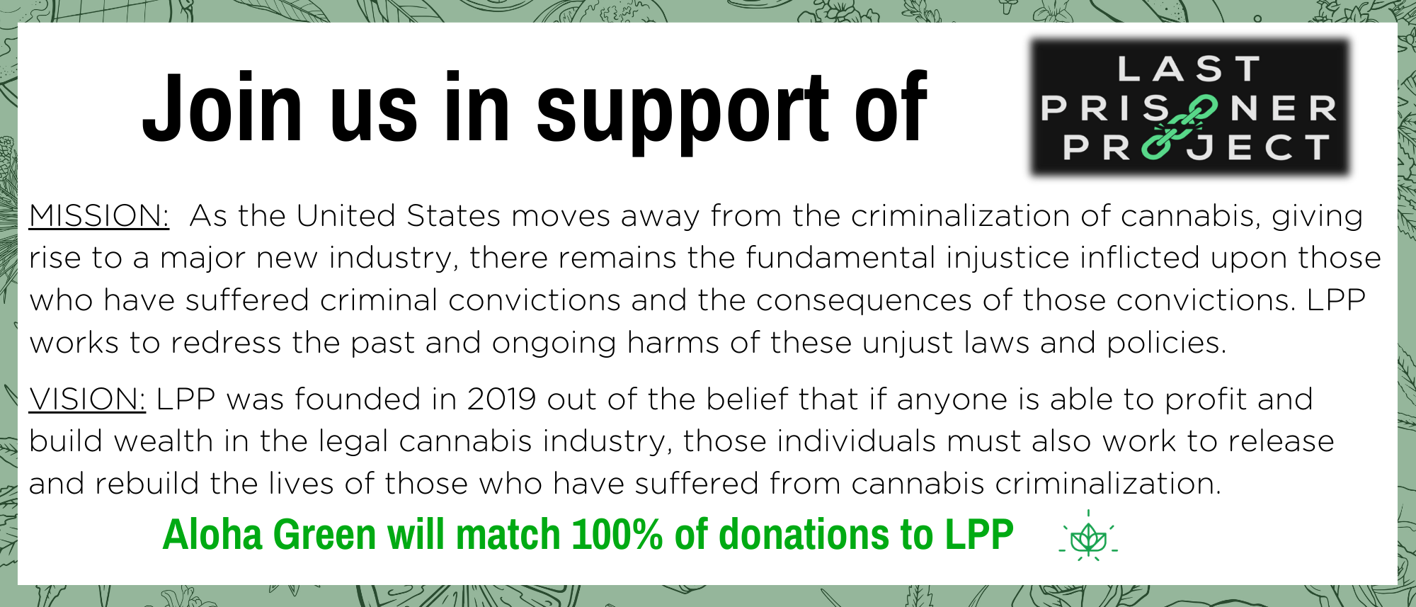 Join us in support of Last Prisoner Project